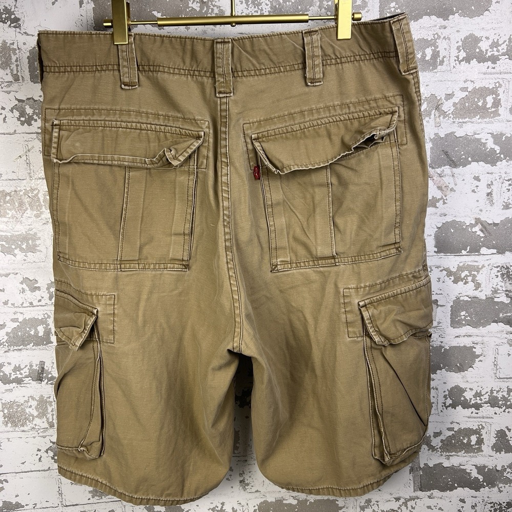 Levi's Workwear Cargo Shorts 34 Brown Rugged 10" Inseam Y2K Skater Flap Pockets